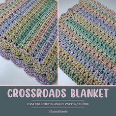 crocheted dishcloths with the words cross roads blanket