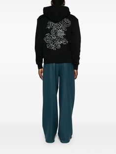 Kenzo logo-embroidered Hoodie - Farfetch Winter Hoodie With Embroidered Logo And Relaxed Fit, Winter Loungewear Sweats With Embroidered Logo, Winter Loungewear Sweatshirt With Embroidered Logo, Winter Embroidered Logo Sweatshirt For Loungewear, Winter Loungewear Sweater With Embroidered Logo, Kenzo Logo, Hoodie Green, Black Activewear, Balenciaga Triple S