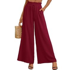 SHOWMALL Women's Casual High-Waisted Wide Leg Pants  Crafted from premium quality fabric, these pants offer a luxuriously soft, feather-light feel that ensures day-long comfort. Key Features: Designed with an elastic high waist featuring a drawstring, two convenient side pockets, a wide-leg cut, and a range of solid colors, these pants guarantee a relaxed fit and contemporary style. Embrace a range of styles with: Elegant Wide Leg: Add flair to your stride with wide leg elegance. Modern Palazzo: Loose Fitting Pants, High Waisted Wide Leg Pants, Womens Wide Leg Pants, Loose Trousers, Flowy Pants, Pants With Pockets, Plus Size Pants, Feather Light, Pants Casual