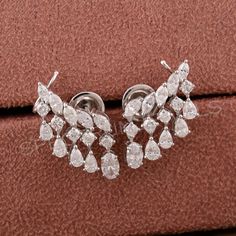 SI/H Marquise Pear Round Diamond Climber Earrings 18k White Solid Gold 2.57 Ct. Marquis Diamond Earrings, Diamond Bali Earrings, Diamond Nath, Diamond Climber Earrings, Marquise Diamond Earrings, Beautiful Diamond Earrings, Marquise Earrings, Bali Earrings, Ear Climbers Earrings