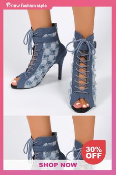 Baby Blue Casual Patchwork Frenulum Zipper Fish Mouth Out Door Shoes (Heel Height 3.15in) Trendy Spring Heels With Zipper Closure, Blue Fabric Open Toe Heels, Blue Open Toe Fabric Heels, Blue Fabric High Heels, Door Shoes, Shoes Heel, Fashion Gallery, Wholesale Fashion, Types Of Shoes