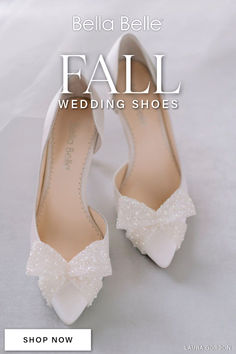 Prettiest 12-Hour Bridal Shoes for Fall | Bow Wedding Shoes Bella Belle Shoes, Belle Shoes, Ivory Heels, Ivory Pumps, Ivory Wedding Shoes, Wedding Shoes Lace, Bow Pumps