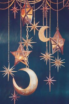 the stars and crescents are hanging from chains