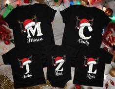 Christmas Shirts for family, Christmas Shirts for Family Pictures, Personalize Xmas Shirt, Chritsmas Tees, Christmas T Shirts Family, Christmas Family Shirts, Pj Christmas, Monogrammed Family Christmas Tshirts, Family Tee Shirts Christmas, Family Macthing Holiday Outfits, Family Chirstmas Shirts, Matching Family Sleep shirts, Holiday Family Matching Tops,  - Prepare your family for the holiday season with our personalized Family Christmas Name Shirts! Each shirt is elegantly monogrammed with you Family Christmas Shirt Custom, Personalized Family Christmas Tshirts, Customizable Christmas T-shirt, Family Shirts Matching Photo Ideas, Family Christmas Pictures, Family Pajama Sets, Christmas Names, Christmas Monogram, Family Shirts Matching