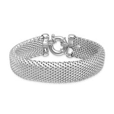 Be prepared for compliments when you wear this mesh snake chain bracelet. Hollow sterling silver 17.2mm width 8.0 inches; oversized spring-ring clasp Snake Chain Bracelets, Be Prepared, Snake Chain, Spring Rings, Chain Bracelet, Mesh, Bracelet, Sterling Silver, Chain