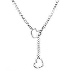 PRICES MAY VARY. Heart Slip Chain Choker Necklace for women:Our slip chain heart necklace design by two heart accessory and a chunky cuban chain,design inspiration is "two hearts together",unique and trendy style showcase your personality and charm,suit different occasion to wear. Material and Size:The slip heart chain is made of quality stainless steel,it’s strong and durable for daily wear,,suit sensitive skin,chain length is 25in How to Wear: To wear your slip heart necklace , first holding o Metal Heart Necklace With Clavicle Chain, Trendy Heart-shaped Adjustable Chain Necklace, Double Heart Charm Necklace With Clavicle Chain, Trendy Adjustable Heart-shaped Chain Necklace, Heart Necklace With Delicate Metal Chain, Trendy Adjustable Heart Chain Necklace, Delicate Chain Metal Heart Necklace, Double Heart Chain Jewelry, Adjustable Heart-shaped Chain Necklace