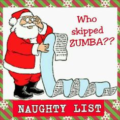 a santa clause holding a paper with the words who striped zumba?