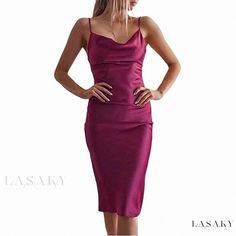 Lasaky - Luxurious Long Dress for Women Purple Midi Skirt, Hot Pink Midi Dress, Beach Evening, Cocktail Beach, Casual Wear Women, New Years Dress, Floor Length Gown, Dress Cocktail, Pink Midi Dress