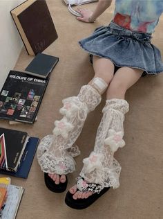 Design:Pure Lace, Fluffy StarsColor: White, Black, Beige apricot Fairy Leg Warmers, Crochet Strawberry Leg Warmers, Leg Warmer Heels, Star Laces, Lace Leg Warmers, Frilly Socks, Star Clothing, Style Kawaii, Leg Sleeves