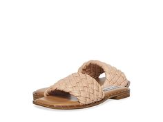 Steve Madden Santina Sandal - Women's Shoes : Natural : Walk in looking and feeling your best, wearing the Steve Madden Santina Sandal. Can easily be paired with jeans and dresses. Lightweight with durable construction. Slip on woven sandal. Smooth leather with a chic braided strap. Straps for support and a square toe design. Cushioned footbed with slightly lifted heel. Leather upper and lining. Synthetic insole and outsole. Imported. Weight of footwear is based on a single item, not a pair. Trendy Sandals With Braided Adjustable Straps, Trendy Braided Sandals For The Beach, Trendy Woven Leather Beach Sandals, Brown Sandals With Intrecciato Weave For Spring, Leather Sandals With Braided Trim, Trendy Woven Leather Sandals, Casual Braided Leather Sandals, Casual Braided Open Toe Sandals, Leather Sandals With Braided Trim For Beach