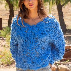 Pol Clothing Womens V- Neck Seethough Front Crop Knit Sweater Color Blue Loose 100% Acrylic Pol Clothing, Crop Knit Sweater, Womens Poncho, Cropped Knit Sweater, Clothing Sweaters, Plus Size Cardigans, Chunky Knit Cardigan, Cashmere Turtleneck, Women's Sweaters