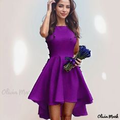 Olivia Mark - Sleeveless Round Neck Formal Cocktail Dress - Elegant Floor-Length Gown Purple Dress Formal Classy, Bright Purple Dress, Purple Dress Formal, Cocktail Dress Elegant, Irregular Skirt, Formal Evening Gown, Long Cocktail Dress, Formal Cocktail Dress, Evening Gowns Elegant