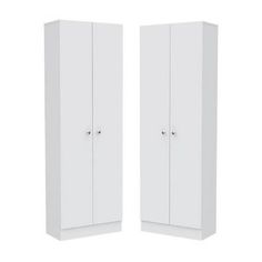 two white cupboards sitting next to each other