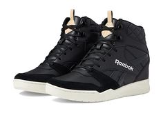 Heel Sneakers, Wedge Heel Sneakers, High Top Basketball Shoes, Womens Tennis Shoes, Air Jordan Sneakers, Jordan Sneakers, Black Shoes Women, Reebok Women, Womens Reebok