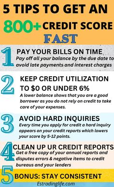 five tips to get an 800 + credit score fast info graphic by creative commonss