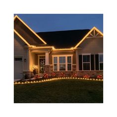 a house with christmas lights in the front yard