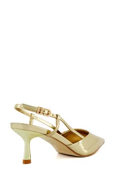 A low kitten heel and pointy toe lend a sleek silhouette to a modern slingback pump. 3" heel Adjustable slingback strap with buckle closure Synthetic upper, lining and sole Imported Gold Pumps, Dune London, Slingback Pump, Kitten Heel, Women's Pumps, Kitten Heels, Nordstrom, Sleek, Buckle