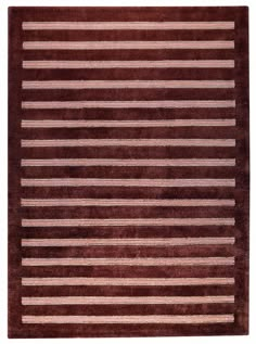 a brown and white rug with horizontal stripes