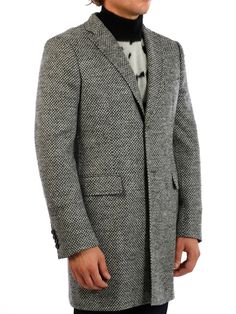 Gray wool coat, single-breasted model with two-button closure. Side pockets with flap. The model is 1.85 cm tall and wears size 48 Size nationality: IT  Product number: 38550691  Product code: 01C04017078U900  Composition: 100% wool Winter Blazer With Double Button And Suit Collar, Winter Blazer With Double Button Closure And Suit Collar, Black Tweed Jacket For Semi-formal Winter Occasions, Modern Semi-formal Winter Blazer, Winter Double-breasted Suits With Button Closure, Gray Wool Single-breasted Outerwear, Formal Single-button Tweed Jacket For Fall, Fall Formal Single Button Tweed Jacket, Formal Fall Single Button Tweed Jacket