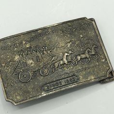 "Great collectible vintage Wells Fargo and Company since 1852 brass color vintage belt buckle. Condition is good, shows wear with a nice patina. Please see photos. Measures about 3-1/2\" x 2-1/4\". Will accept up to a 1-1/2\" wide belt" Vintage Rectangular Engraved Belt Buckles, Vintage Engraved Belt Buckles Collectible, Vintage Adjustable Metal Belt, Vintage Engraved Belt Buckles For Collectors, Antique Silver Collectible Belt Buckles, Vintage Goblets, Garden Fence Art, Desert Hot Springs, Iron Ring