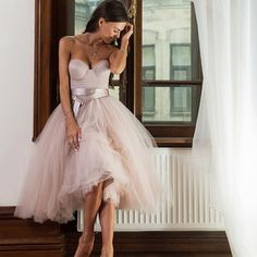 Dreamy Dress on Storenvy Tea Length Prom Dress, Cap Sleeve Prom Dress, Dress Tea Length, Vintage Party Dresses, Tulle Homecoming Dress, Cheap Homecoming Dresses, Blush Bridesmaid Dresses, Pink Prom Dress, Evening Dresses With Sleeves