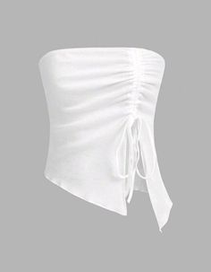 White Assymetrical Top, White Asymmetrical Top, Top Blanco Aesthetic, White Fancy Top, Tops From Shein, Outfits Blanco, Cute Tube Tops, Tops Bonitos, White Tube Top