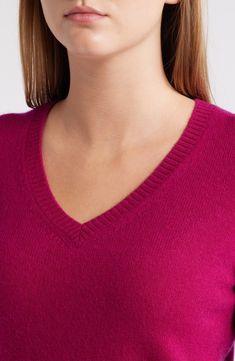 Wear and enjoy forever this V-neck sweater knit from pure cashmere in colors to enhance any look or mood. 22" length (size Medium) V-neck Long sleeves Ribbed cuffs and hem 100% cashmere Dry clean Imported Sweater Knit, Pink Sweater, V Neck Sweater, Vneck Sweater, Neck Sweater, Knitted Sweaters, Cashmere, Dry Clean, Nordstrom