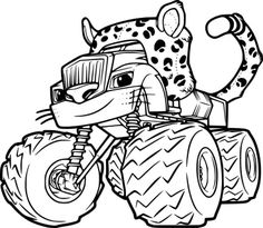 the cartoon character cheetah is driving a monster truck