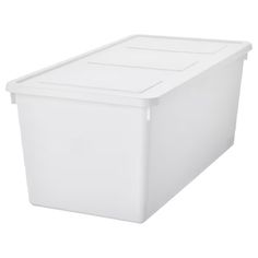 a white plastic storage box on a white background