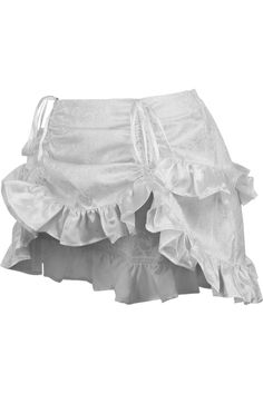 Elastic Waistband Adjustable length using drawstring underneath the skirt Perfect for Pirate, Steampunk, Cosplay and Showgirl styles Regular fits 25" - 30" waist; Curvy fits 32" - 36" waist; Queen fits 38" - 44" waist Bustle Skirt, Steampunk Cosplay, Corsets, Queen, Elastic, Skirt, White