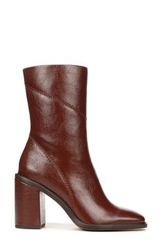 Franco Sarto, Leather Booties, Sock Shoes, Bootie, Side Zip, Fashion Inspo Outfits, Women's Shoes, Block Heels, Bootie Boots