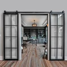 custom iron barn double door with square top and 8-lite glass pane French Barn Doors, Double Sliding Barn Door, Double Sliding Barn Doors, White Barn Door, Custom Barn Doors, Glass Barn Doors, Door Inspiration, Metal Barn