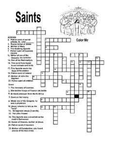 a crossword puzzle with the words saints and color me in black on white paper