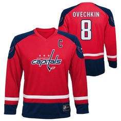 Cheer on your favorite team in style with this officially Licensed NHL National Hockey League apparel. Whether you are on campus, attending a game, at school, out for the night or tailgating this makes your allegiance unmistakable with team colors and logo. This quality garment will last for seasons to come! Alexander Ovechkin, Alex Ovechkin, Washington Capitals, New York Islanders, Logo Material, National Hockey League, Team Jersey, Athletic Top, Sports Apparel