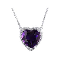 Put a little love in your jewelry box with this 14k white gold Stella Grace amethyst and diamond heart halo pendant necklace. Click on this JEWELRY & WATCHES GUIDE to learn about fit, styles, materials and more! Put a little love in your jewelry box with this 14k white gold Stella Grace amethyst and diamond heart halo pendant necklace. Click on this JEWELRY & WATCHES GUIDE to learn about fit, styles, materials and more! FEATURES Pendant dimensions: 0.61 in. x 0.58 in. Chain length: 18 in. Chain Purple Heart-cut Sterling Silver Necklace, Purple Heart Cut Sterling Silver Necklace, Purple Sterling Silver Heart Cut Necklace, Formal Heart Cut Birthstone Necklace, Elegant Purple Heart Pendant Necklace, Heart Cut Amethyst Necklaces For Anniversary, Heart Cut Amethyst Necklace For Anniversary, Amethyst Heart Cut Necklace For Anniversary, Elegant Purple Heart Necklace For Anniversary