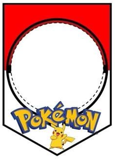 the pokemon logo is shown in front of a red and white background with an oval