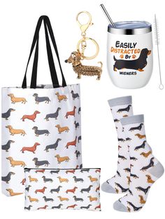 this is an image of a gift set for someone who loves dachshunds