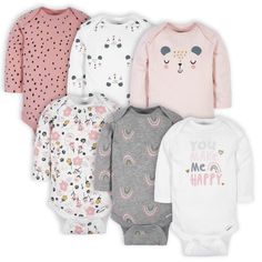 Gerber® 6-Pack Baby Girls Bear Long Sleeve Onesies® Bodysuits – Gerber Childrenswear Classic Baby Clothes, Gerber Baby, Girl Onesies, Long Sleeve Onesie, Baby & Toddler Clothing, Girls Long Sleeve