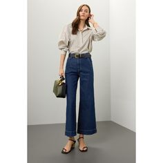 Dark blue (91% Cotton, 8% Recycled Cotton, 1% Elastane). Jeans & Denim. Front zipper fly with button closure. 27" inseam. 11.5" rise. Imported. Blue Wide Leg Jeans, Rent The Runway, Closet Designs, Joes Jeans, Striped Long Sleeve, Jeans Denim, Recycled Cotton, Wide Leg Jeans, Front Zipper