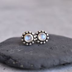 ✦ Introducing our beautiful rainbow moonstone bohemian studs!  These earrings feature natural blue sheen moonstones, which are said to be a healing stone. They also have a stunning rainbow effect, making them truly one-of-a-kind gift for yourself and your loved ones. We only use the finest quality materials in our jewelry,  Whether you're looking for a special gift for someone special or just treating yourself, these earrings are sure to become a treasured part of your collection. 💎  Please Not Silver Moonstone Birthstone Earrings, Silver Birthstone Earrings With Moonstone, Silver Moonstone Earrings With Birthstone, Spiritual Silver Moonstone Earrings, White Moonstone Birthstone Earrings, Dainty Nickel-free Moonstone Earrings, Dainty Moonstone Earrings Nickel Free, Dainty Silver Moonstone Earrings, Handmade Dainty Moonstone Earrings