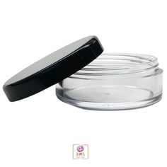 "50 COSMETIC JARS CLEAR PLASTIC BEAUTY CONTAINERS WITH BLACK THREADED CAP - 20 GRAM     * Physical size: approximately 3/4\" Tall (with the cap on) and 2\" diameter     * Capacity: approximately 0.667 fl. oz.     * Cap: screw-on type     * Material: Polystyrene (PS) Plastic     * Sifters: Available (sold separately) * For wholesale bulk pricing, visit our wholesale site *" Makeup Storage Containers, Makeup Jars, Lip Balm Containers, Clear Plastic Containers, Makeup Supplies, Beads Craft, Cosmetic Items, Cosmetic Containers, Body Powder