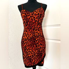 Make Your Friends Jealous In This Gorgeous Orange Leopard Print Party Dress! This V-Neck Pinned Beauty With Adjustable Straps Is A Showstopper By Almost Famous! Show Your Curves In This Knockout Dress With Front Ruching Detail. Form Fitting With Stretch. Size M Leopard Print Party, Orange Leopard Print, Almost Famous, Orange Black, Leopard Print, Adjustable Straps, Party Dress, Womens Dresses, V Neck