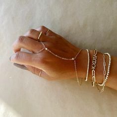 Hand Bracelet | Post 21 Ring Chain Bracelet, Finger Bracelets, Bracelet Wrist, Hand Bracelet, Jewelry Lookbook, Minimalist Bracelet, Jewelry Inspo, Gold Filled Chain, Ring Jewelry