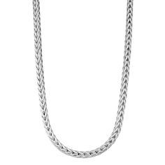 "Wheat chain links give a timeless and sophisticated look to this men's sterling silver chain necklace. Wheat chain links give a timeless and sophisticated look to this men's sterling silver chain necklace. Clasp: lobster-claw Chain type: wheat Width: 3.75 mm Metal: sterling silver Finish: polished Packaging: velvety pouch Please note, due to the high value of this item, a signature may be required upon delivery. Size: 22"". Color: Grey. Gender: male. Age Group: adult." Classic Link Necklace With Wheat Chain, Classic Wheat Chain Link Necklace, Classic Stainless Steel Necklace With Solid Links, Classic Wheat Chain Necklace, White Gold Wheat Chain Link Necklace, Classic Sterling Silver Wheat Chain Necklace, Classic Stainless Steel Necklaces, Classic Stainless Steel Wheat Chain Jewelry, Formal Sterling Silver Chain Necklace With Wheat Chain