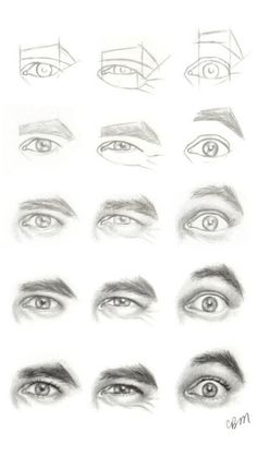 an image of different types of eyes and how to draw them with pencil on paper