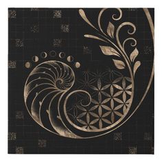 a black and gold painting with an intricate design