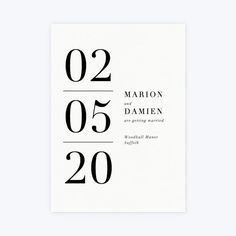 the black and white numbers on this wedding card are perfect for any type of celebration