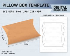 a roll of brown paper with the text pillow box template on it and an image of a