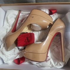 Clean It Yourself, I'm Lazy To Clean It Authentic Beige Heels With Red Sole For Party, Party Heels With Red Sole In Beige, Beige Party Heels With Red Sole, Designer Closed Toe Heels With Red Sole, Luxury Beige Heels With Red Sole, Louboutin High Heels, Louboutin Shoes, Heel Shoes, Christian Louboutin Shoes