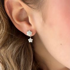 18K White Gold 1.60 Total Diamond Carat Weight Stone Count: 13 Round Diamonds Per Earring Earring Length: 20MM Post Backs With Push Clasp Jacket Earrings, Pearl Birthstone, Earring Jackets, Bead Bangles, Diamond Star, Diamond Carat, Pearl Gemstone, Diamond Drops, Diamond Flower